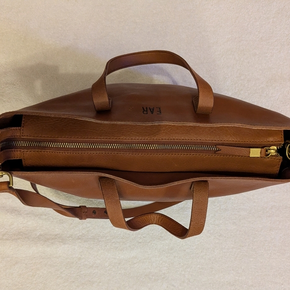 Madewell Large Leather Zip Top Transport Crossbody Purse Satchel Light Brown - Picture 6 of 15